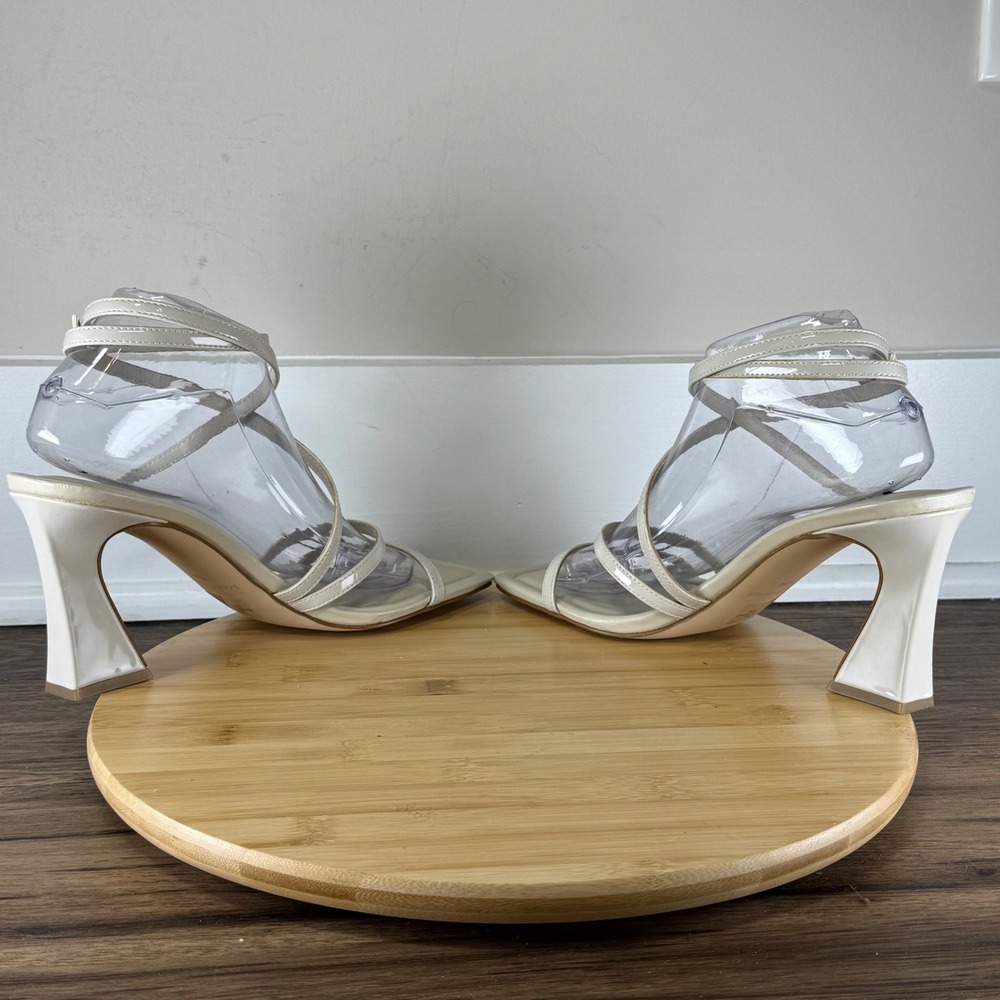 Marc Fisher Mahima Sandals Women's 10 Cream Strappy Square Toe Tapered Heel Chic - Picture 5 of 8